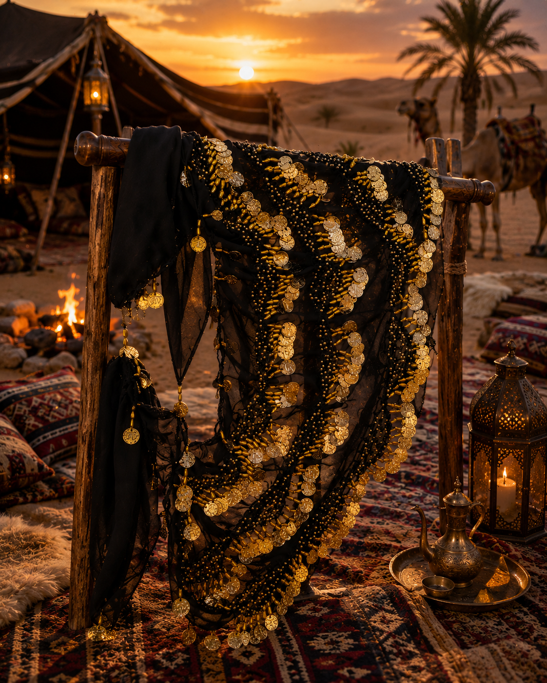 : The Midnight Sands Coin Hip Scarf - Luxe Gold