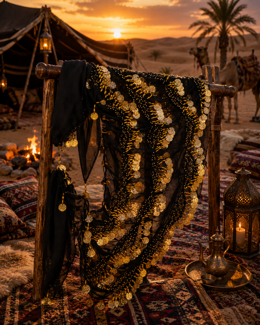: The Midnight Sands Coin Hip Scarf - Luxe Gold