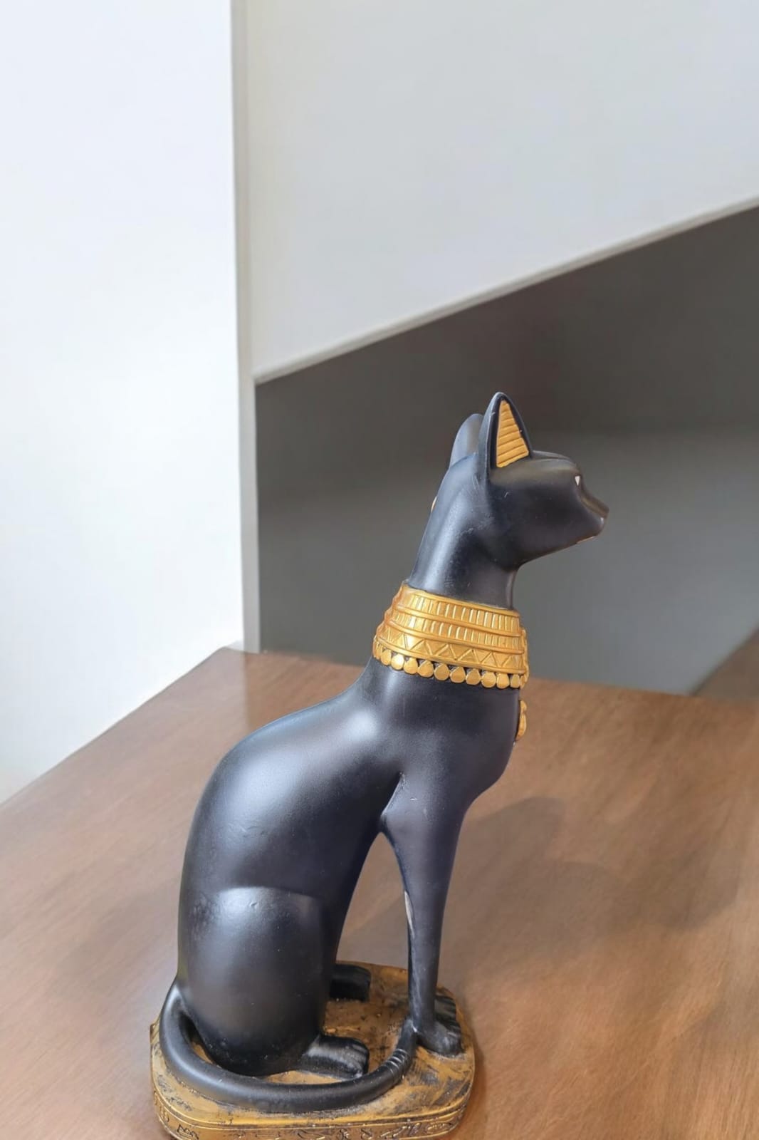 Bastet Egyptian Cat Statue – Handcrafted Black & Gold, 15”