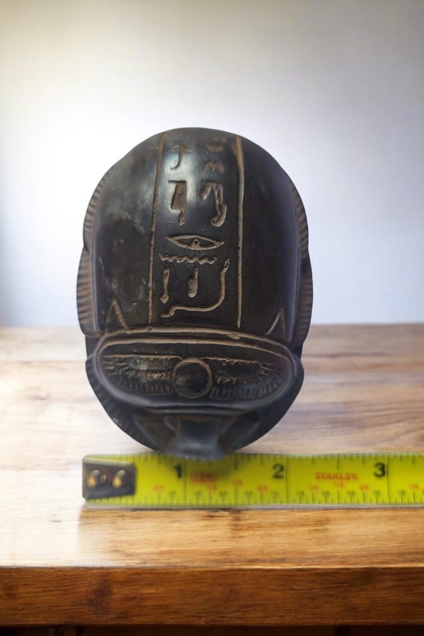 hand-carved scarab beetle paperweight