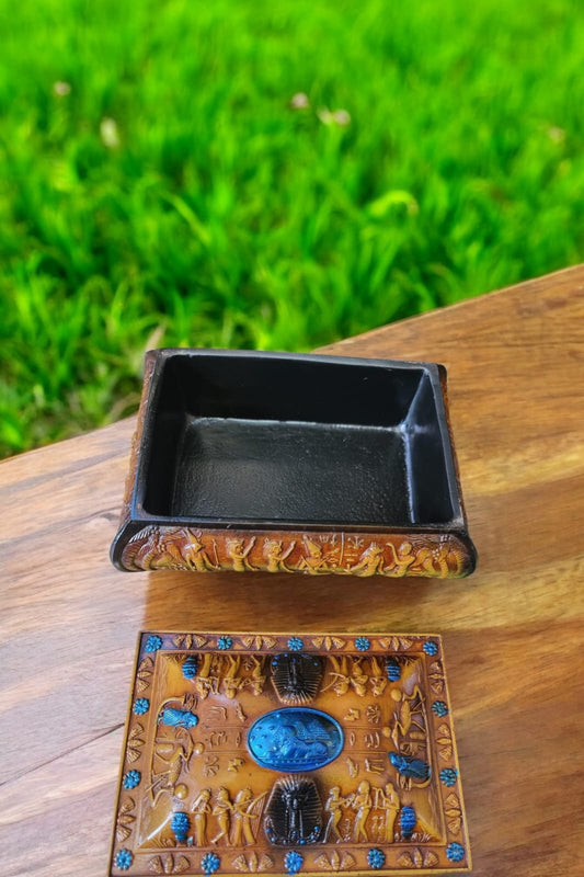 Egyptian Jewelry Box – Hand-Carved Basalt Stone, 8”