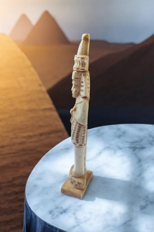 Vintage Hand-Carved Pharaoh Statue – 5.5” Camel Bone