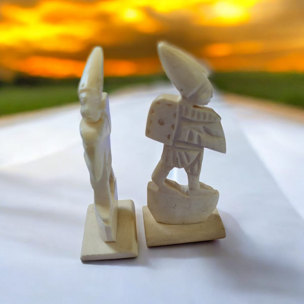 hand-carved warrior figures