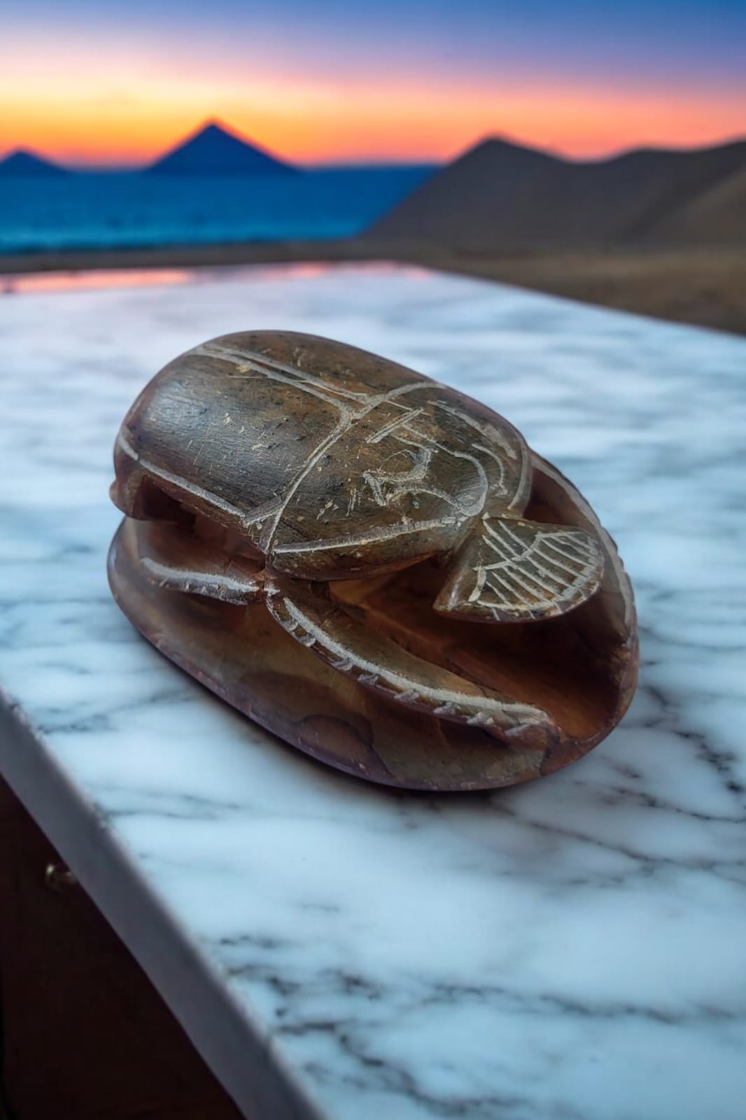 Hand-Carved Stone Scarab – 2.5”