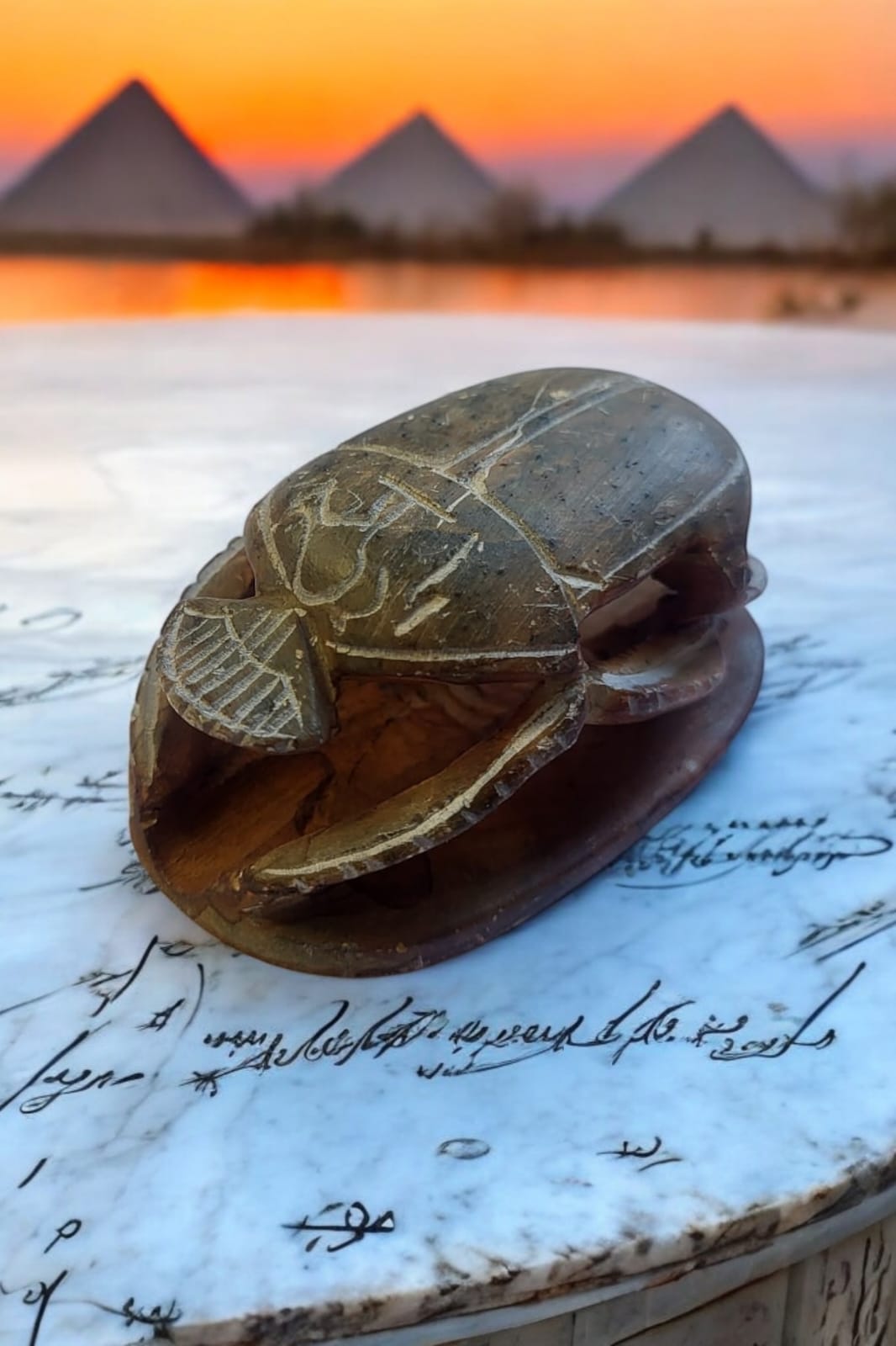 Hand-Carved Stone Scarab – 2.5”
