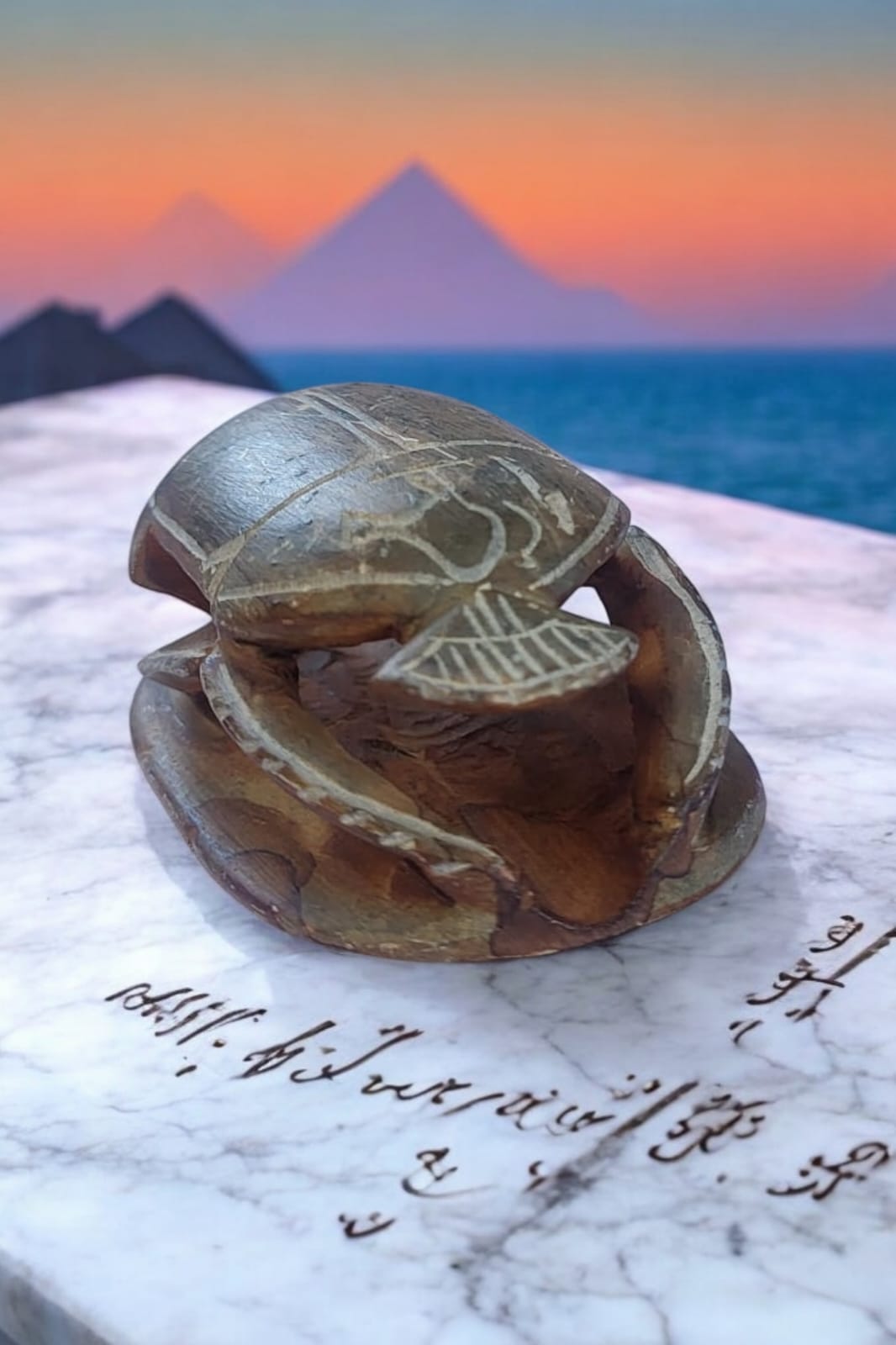 Hand-Carved Stone Scarab – 2.5”
