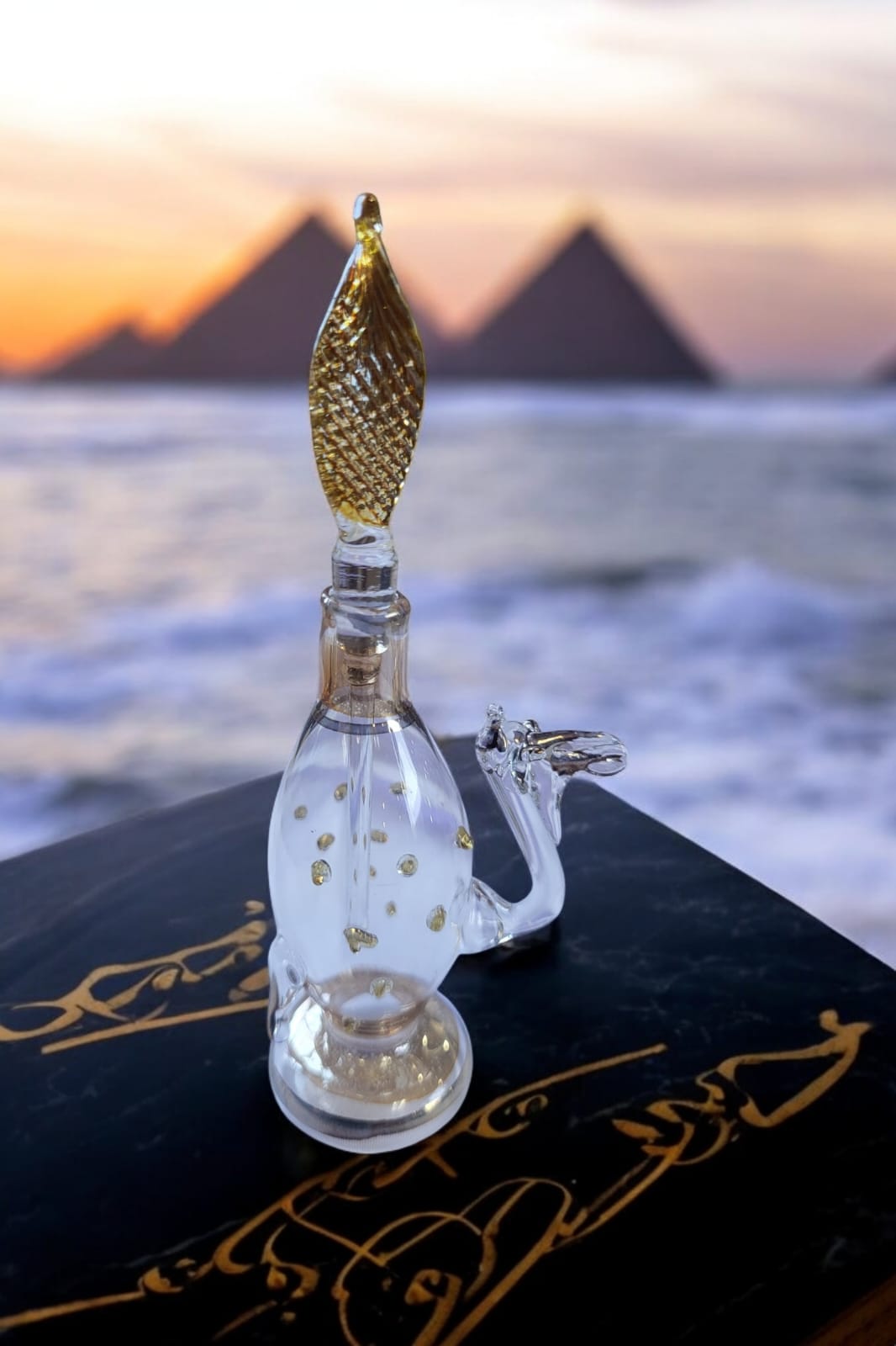 Hand-Blown Egyptian Glass Perfume Bottle – 4" set