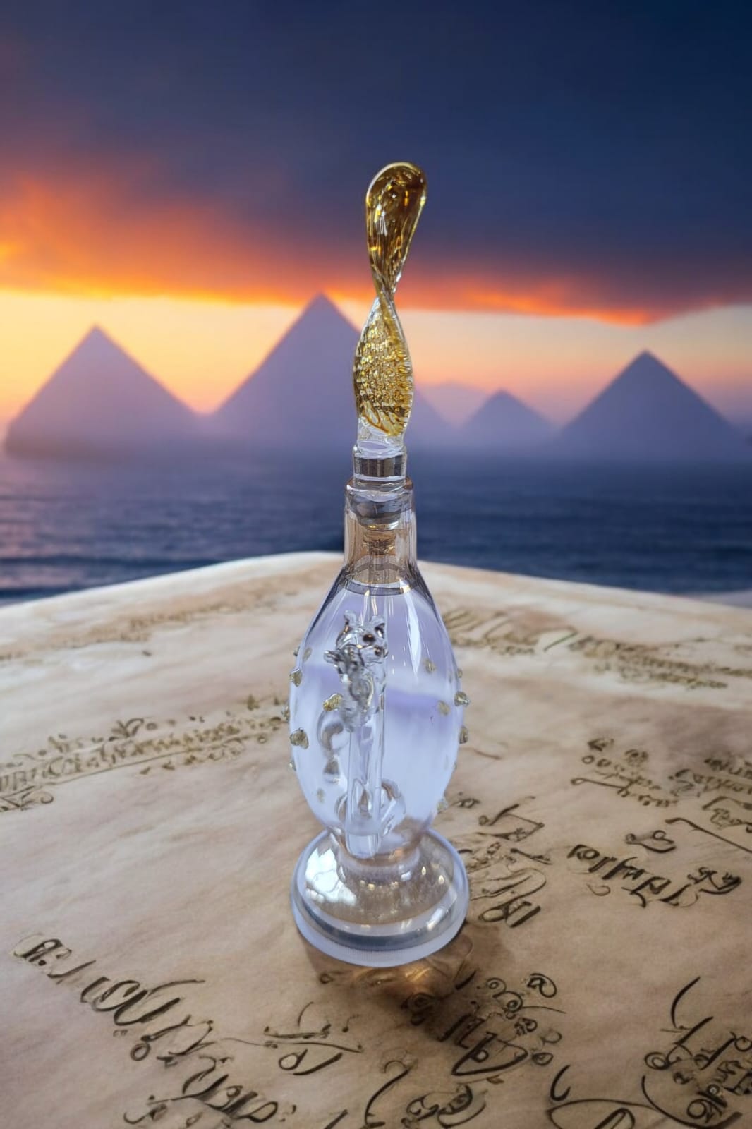Hand-Blown Egyptian Glass Perfume Bottle – 4" set
