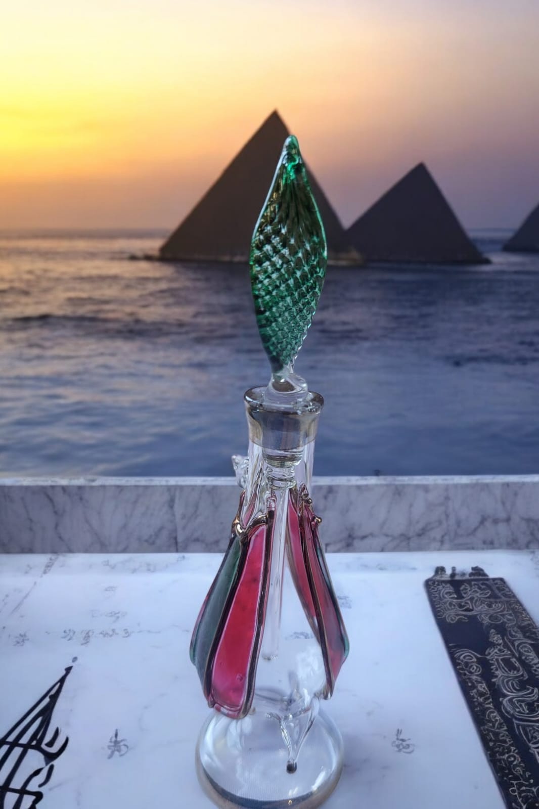 Hand-Blown Egyptian Glass Perfume Bottle – 4" set