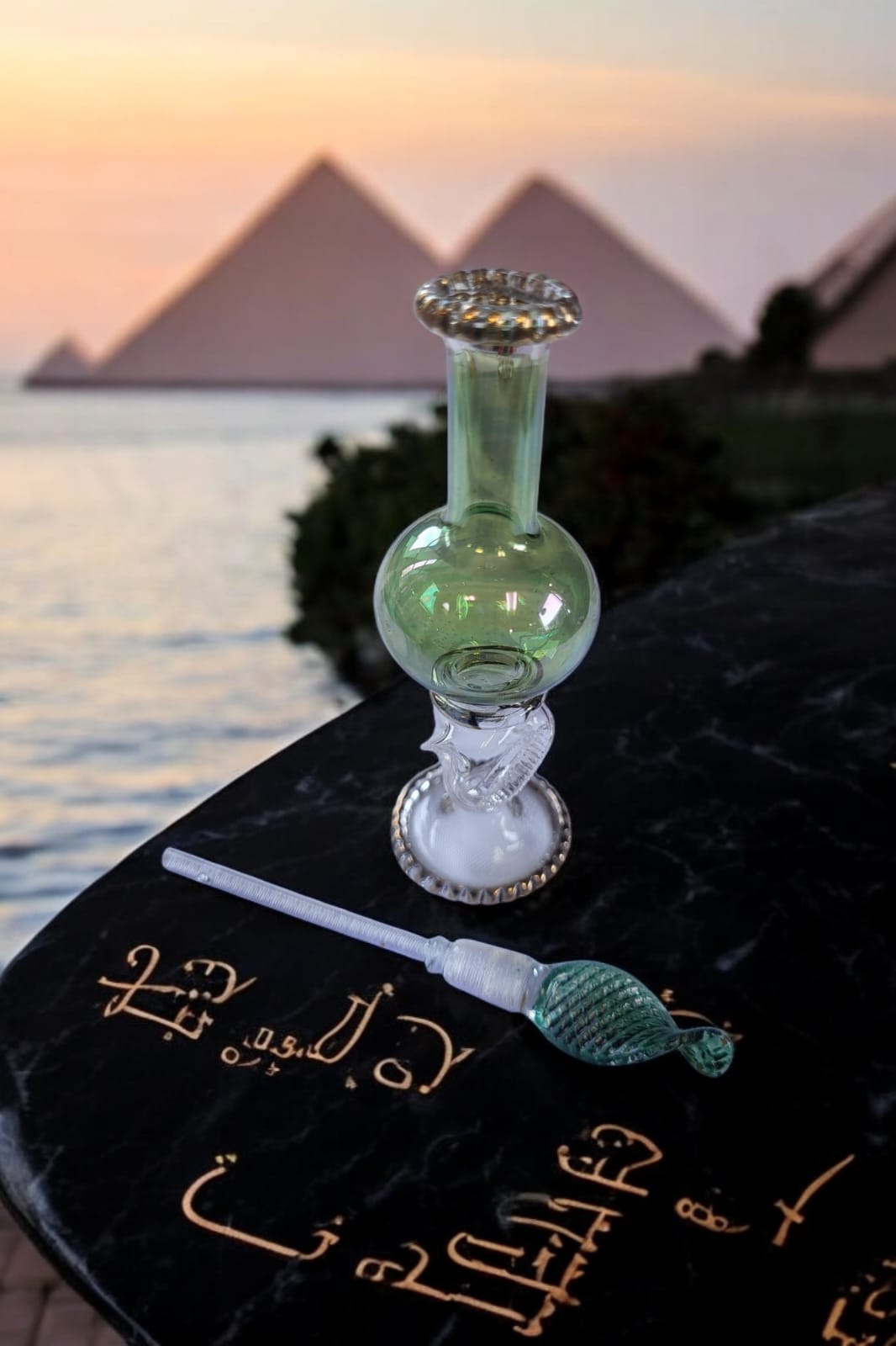 Hand-Blown Egyptian Glass Perfume Bottle – 4" set