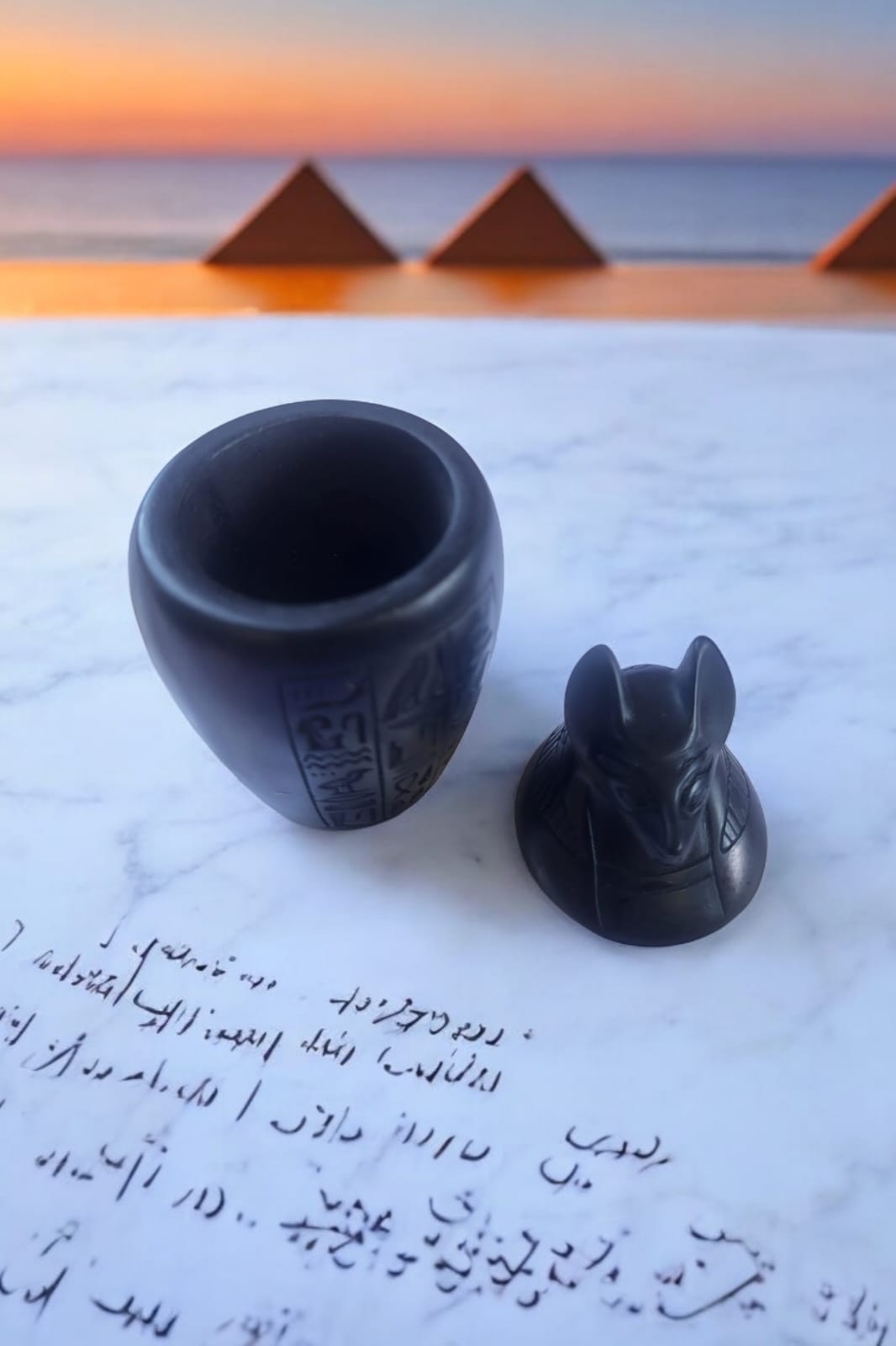 Duamutef Canopic Jar – Hand-Carved Black Basalt, 4”