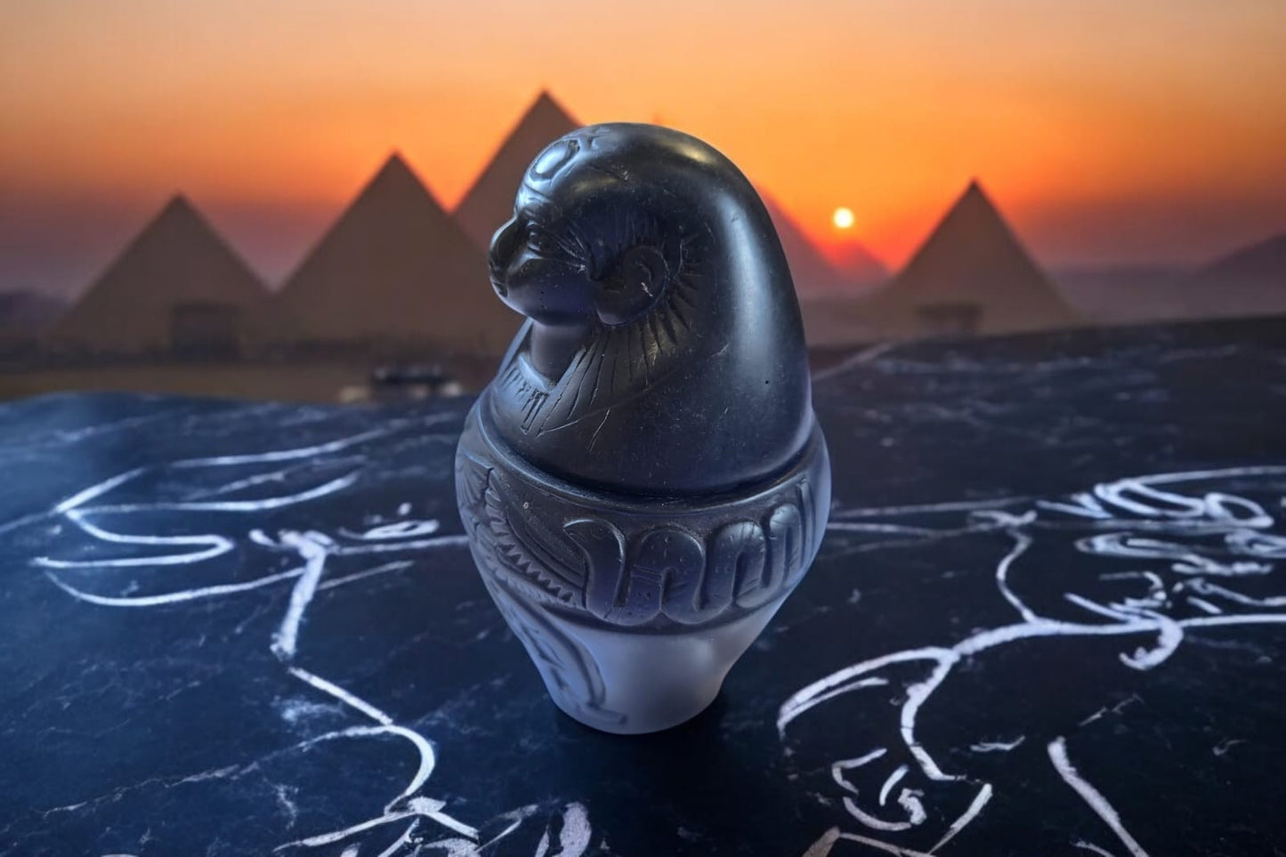 Imsety Canopic Jar – Hand-Carved Black Basalt, 4.5”