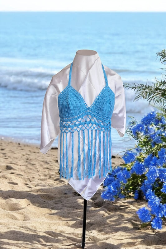 🌞 Handmade Knit Summer Top – Made in Egypt