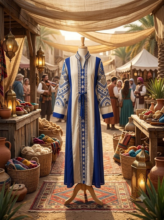 The Rosetta Two-Tone Embroidered Gown - Royal & Cream