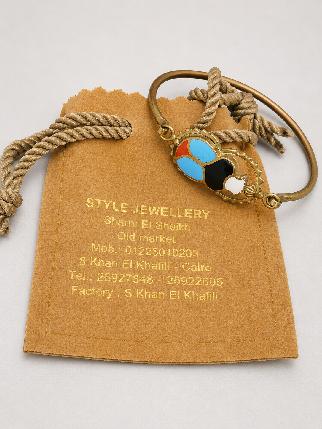 Authentic Cloisonné Scarab Filigree Bracelet - Handcrafted from Cairo's Khan El Khalili