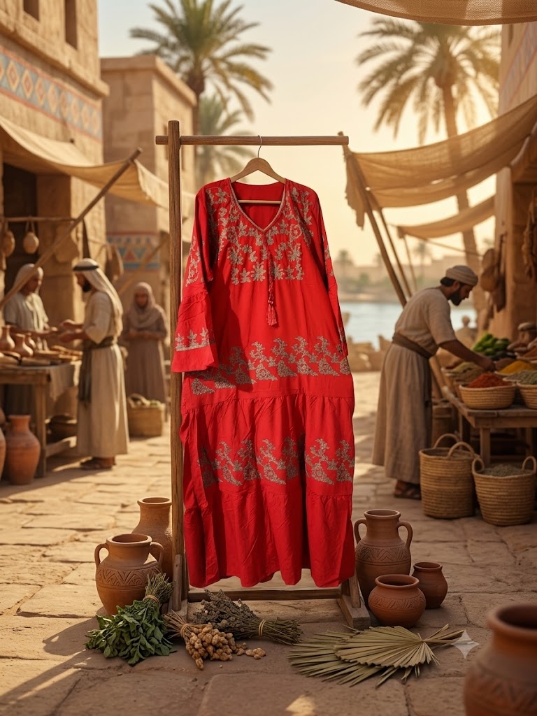 he Crimson Spice Tiered Maxi Dress - Hand-Embroidered