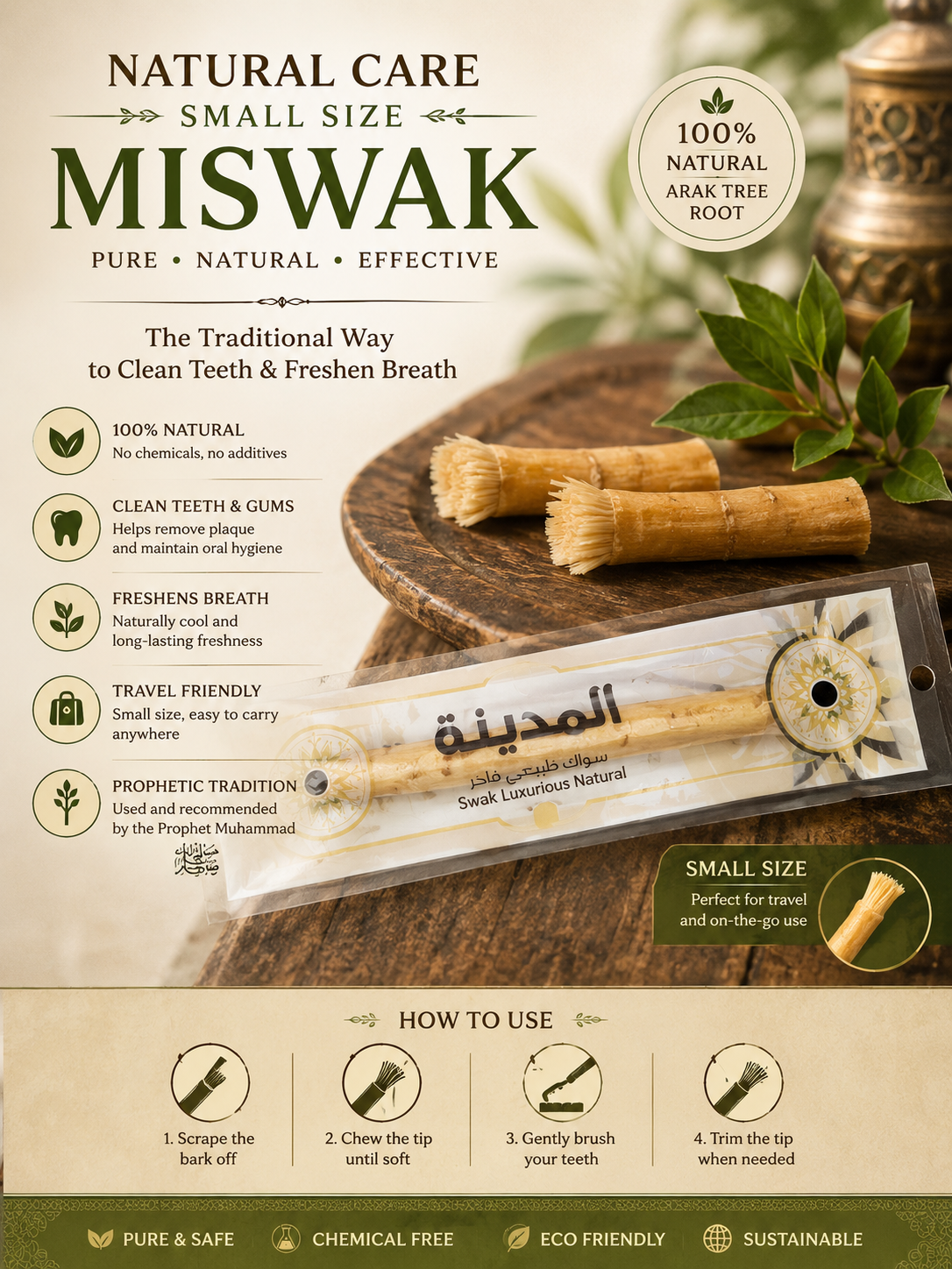 Al Madina Luxurious Natural Miswak - Travel Size